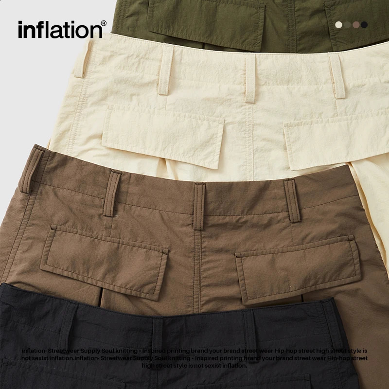 Inflatable Classic Parachute Cargo Pants Loose Fit Wide Legs Trouser Unisex Luggage Trouser 241031
