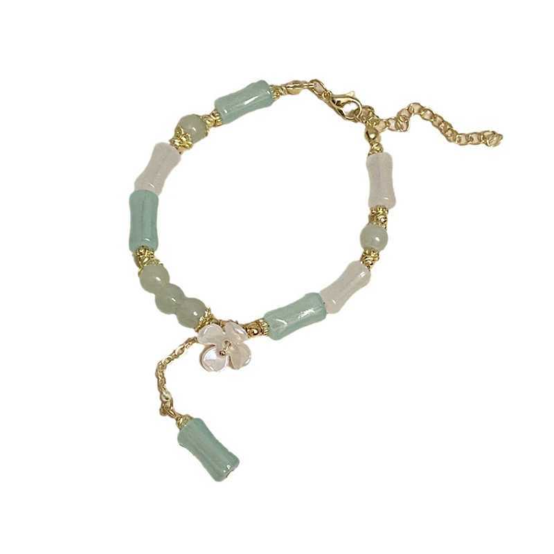 Chinese style retro bamboo joint bead bracelet fashionable and charming flower bracelet suitable for girlfriends jewelry accessories gifts X241106