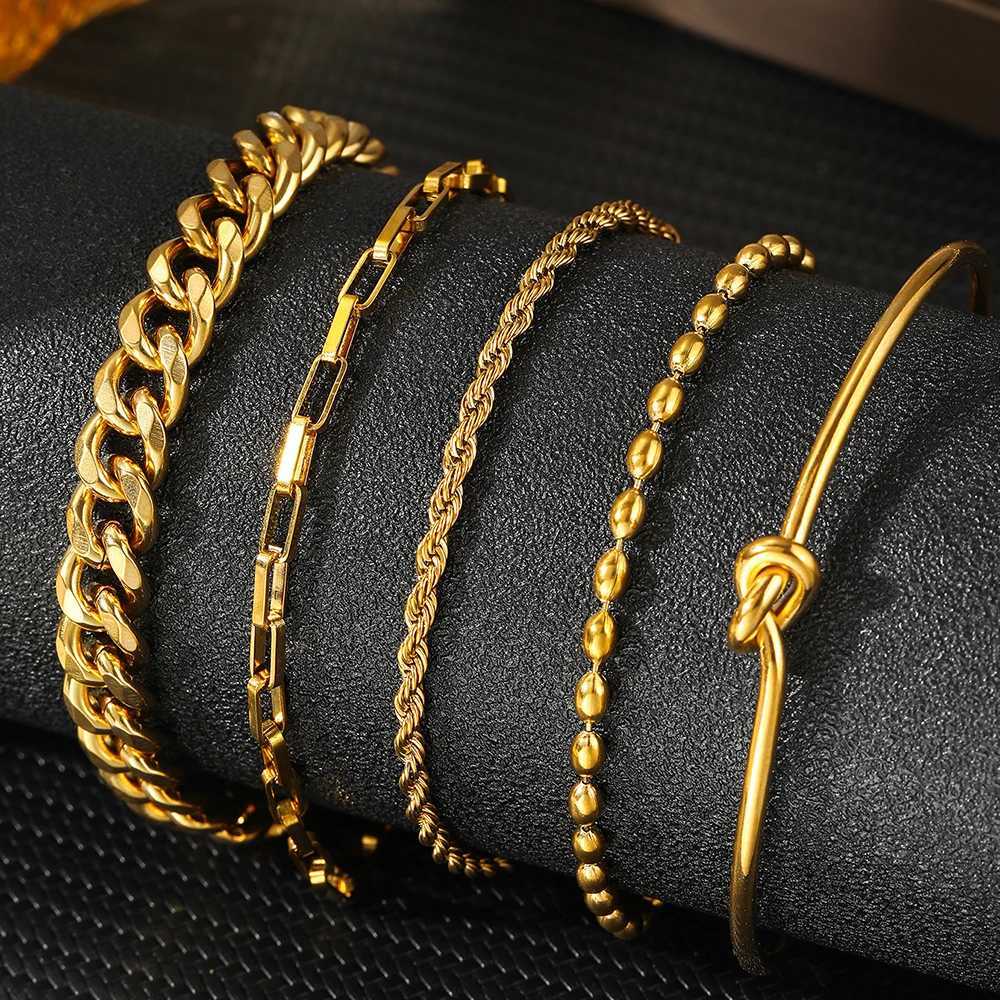 Stainless steel bracelet set fashionable and atmospheric chain gorgeous bracelet set recommended jewelry and luxury gifts X241106