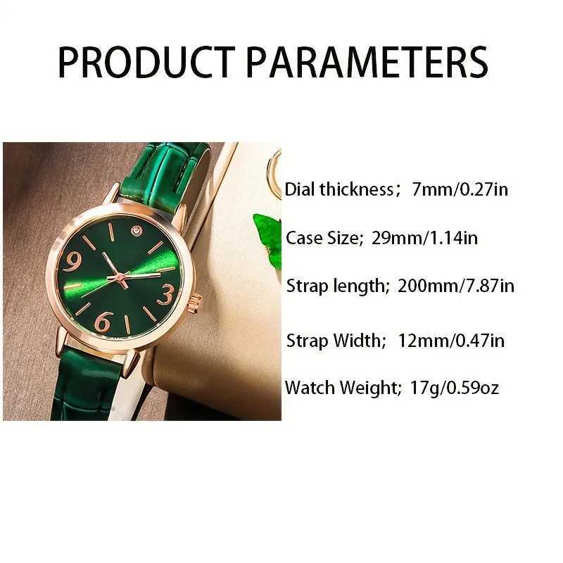 Keglect 6-piece thermometer gift set waterproof green luxury jewelry circular dial fashion womens birthday no box X241106