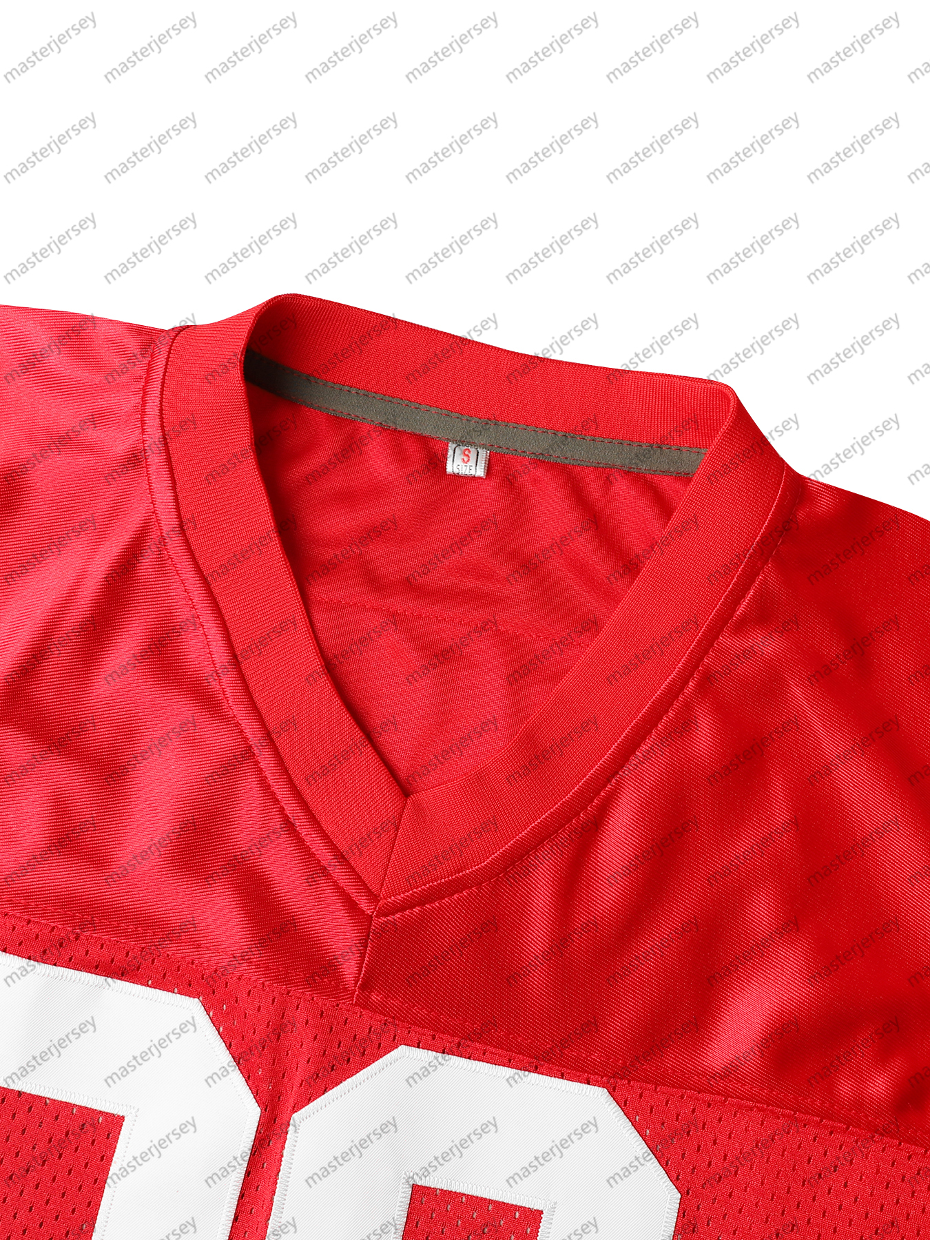 #80 Jerry Rice Comfy V-Neck Football Jersey Red Mesh Embroidery for Training and Competition Breathable Moisture-Wicking Short Sleeve Top for Active j