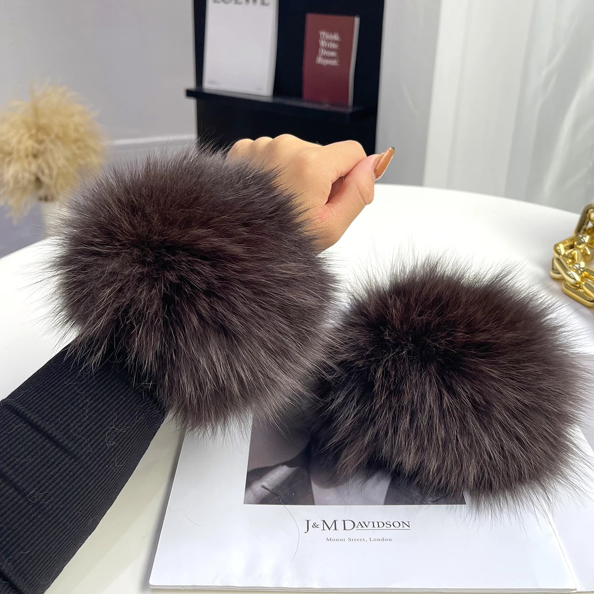 Fox Fur Cuff Arm Warmer Womens Bracelet Real Fur Wristband Gloves High quality Fox Fur Cuff selling Wristband Warmer 241106
