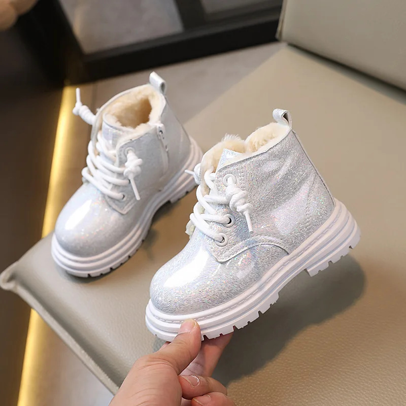 Spring Autumn Kids Boots Winter Boys Leather Cotton Shoes Fashion Girls Ankle Boots Soft Warm Children Infant Sneakers J93 241106