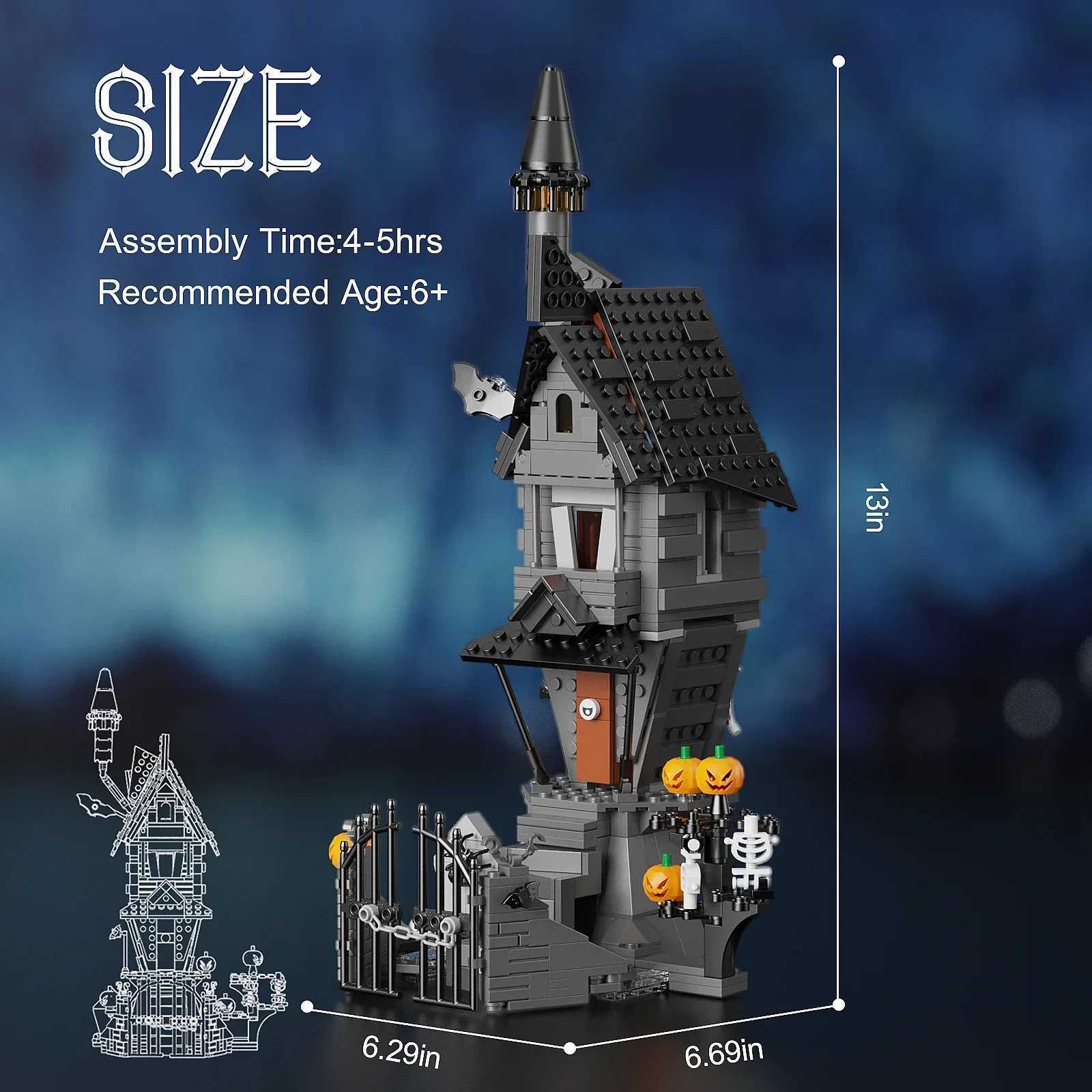 Blocks MOC House-Nightmareal Before Building Blocks Set Ghost Skeleton Hut DIY Bricks Toys Children Christmas Halloween Birthday GiftY2411062CRB
