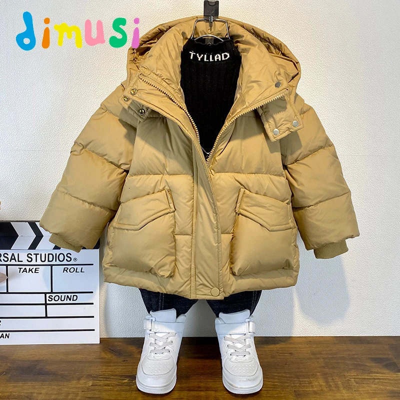 DIMUSI winter childrens apron fashionable boys thick hooded jacket baby girls down jacket childrens clothing 14Y 241106