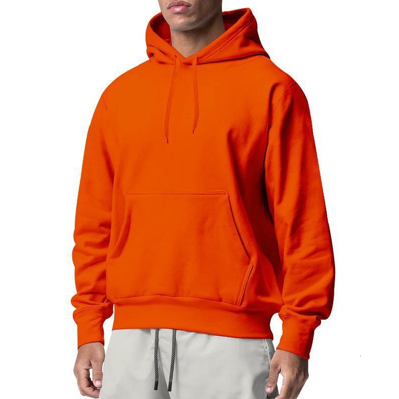 New designer autumn and winter new men's solid color wool sports hooded sweatshirt with hat rope