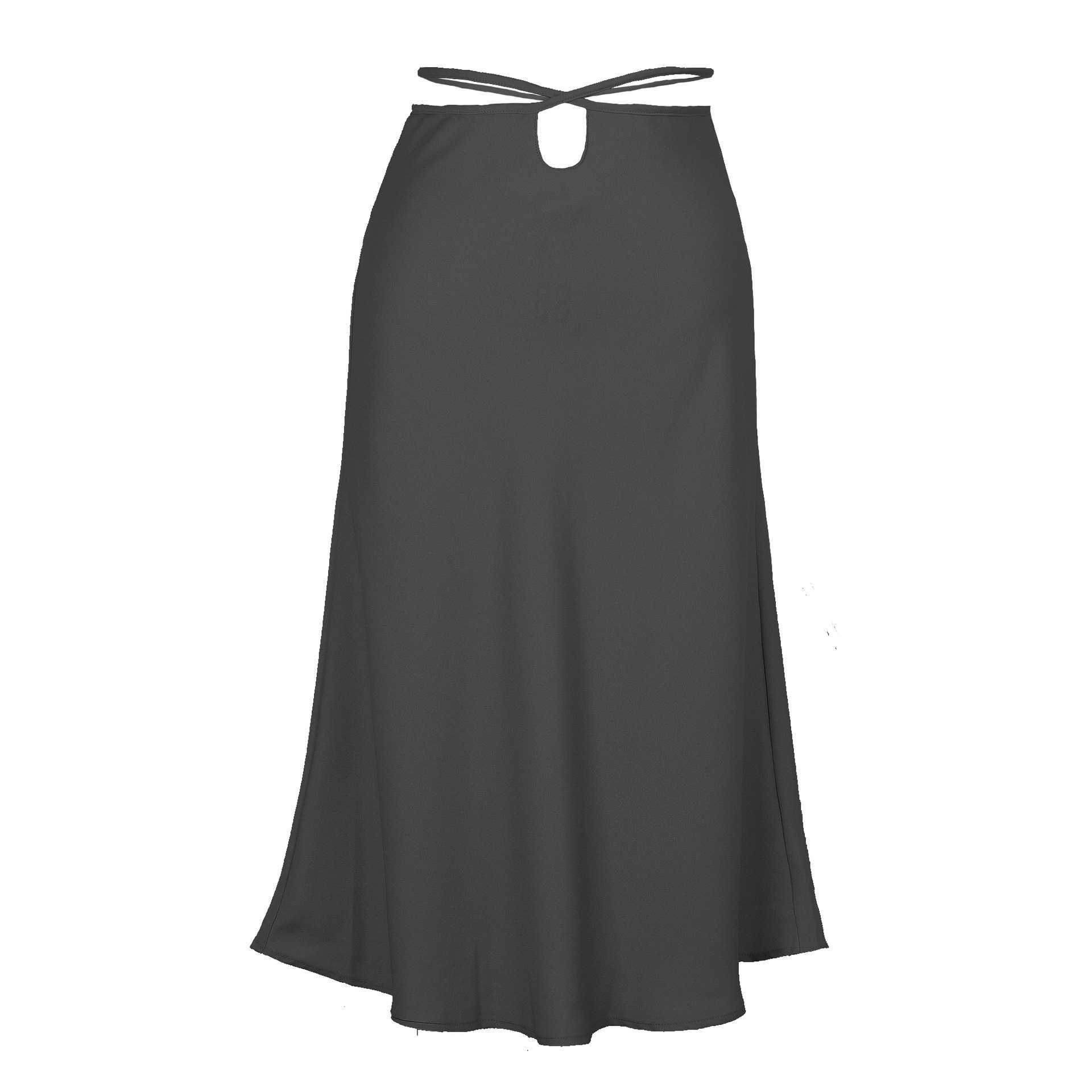 Women Vintage Ruffle Skirt Spring Skirt With Zipper Fishtail Dress Lace Side Up Black Length Adult Skirts Solid Color Slit Mid Length Skirt 241023