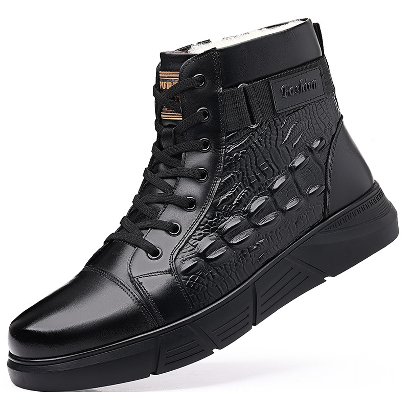 2025 Winter Men's New Course Fashion High Top Lace British Designer Warm Plush Flat Short Boots Men's Cotton Shoes Atillas Hombre