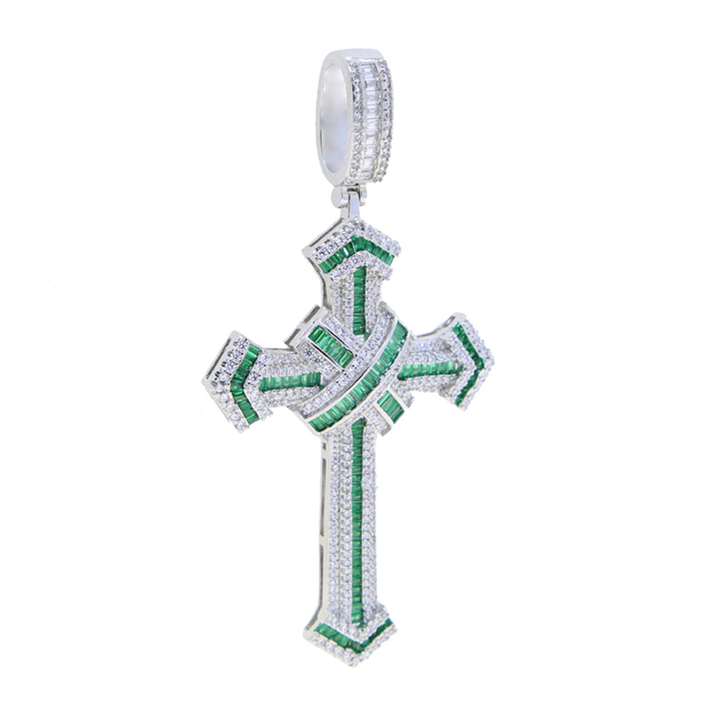 Hip Hop Cross Pendant Necklace with 5mm Tennis Chain Jewelry Set Gold Plated