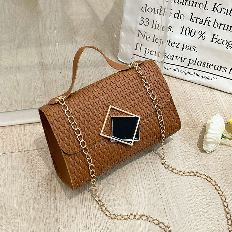 Designer Bag Women's Bag Square Block Lock Buckle Single Shoulder Square Chain Stripe Embossed Casual Simple Handheld Diagonal Straddle Bag