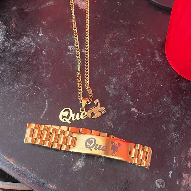Fashion stainless steel custom name necklace mens style personalized name Cuban necklace jewelry set Bijoux X241106