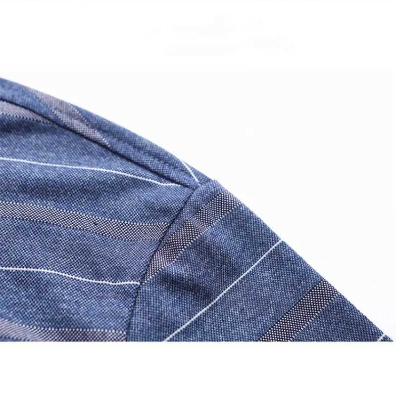 Spring and summer mens casual pocket length Sve T-shirt loose striped zipper and contrasting color top W241106
