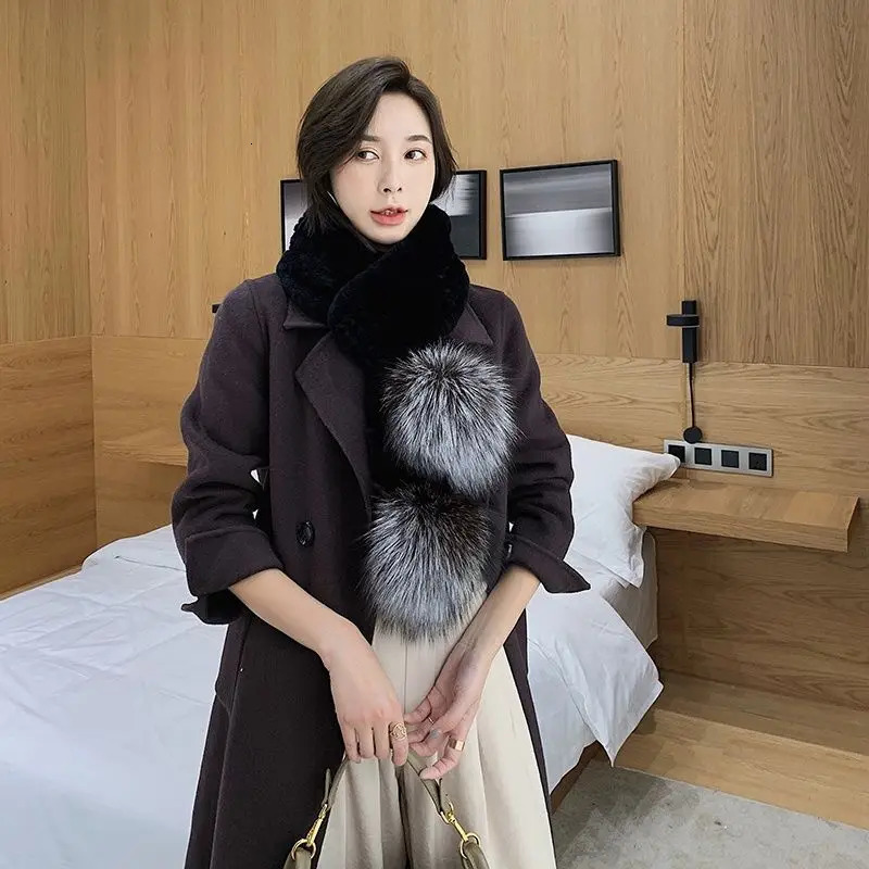 Womens Winter Fur Scarf Short Thick Plush Fluffy Cute Scarf Large Cap Winter Fur Collar Solid Color Collar E2976 241106