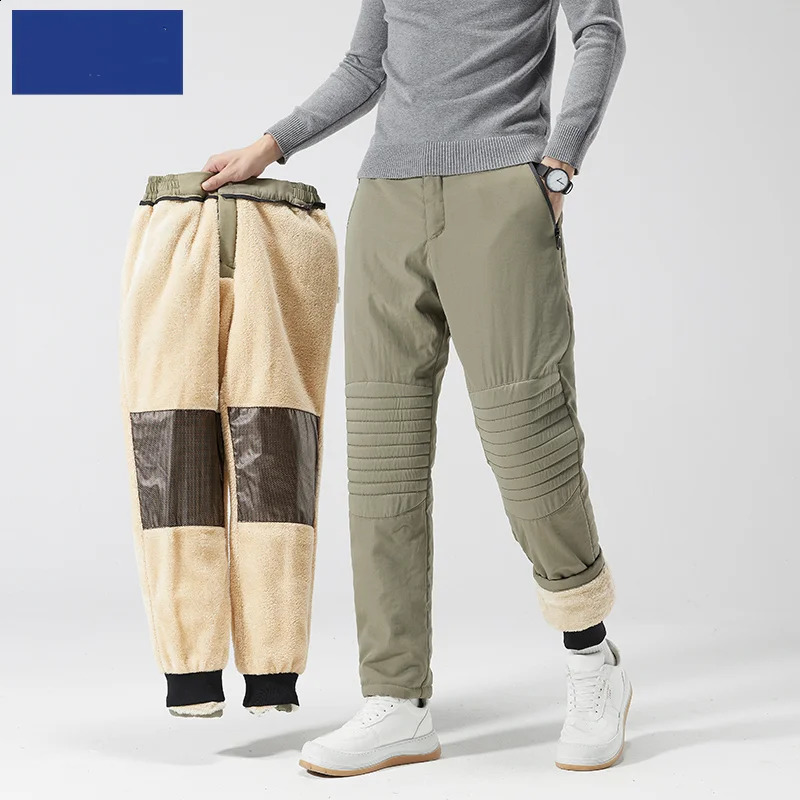 Winter Fashion Plus Fleece Thickened Warm Waterproof Sports Pants Mens Casual Loose Large Size High Quality 6XL 241104