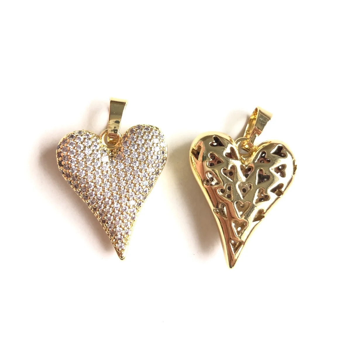 5pcs Miniature Zirconia Pave 3D Heart Talisman Bling Exquisite Womens Pendant Necklace Jewelry Handmade Looking for Wholesale 241106