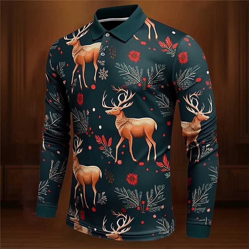 Fashion Christmas Pattern Long Sve Shirt Spring Autumn Trend Casual 3D Printed T Shirt Loose Holiday Wear Pullovers Tops W241106