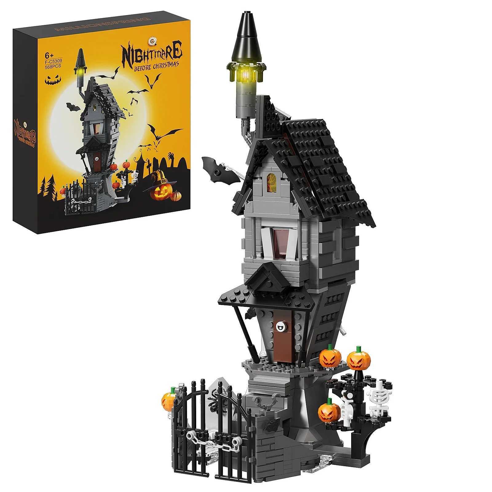 Blocks MOC House-Nightmareal Before Building Blocks Set Ghost Skeleton Hut DIY Bricks Toys Children Christmas Halloween Birthday GiftY2411062CRB