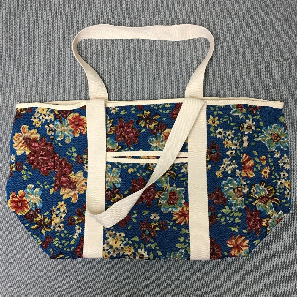 Fashion Canvas Bag Large Capacity Handbag Textured Printed Shoulder Tote Outdoor Travel Mother 241029