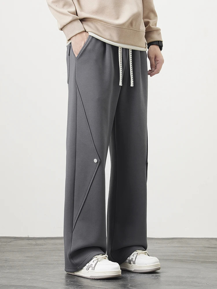 Wide Leg Sweatpants Men Sportswear String Banding Cotton Casual Loose Track Pants Male Straight Trousers Big Size 8XL 241104