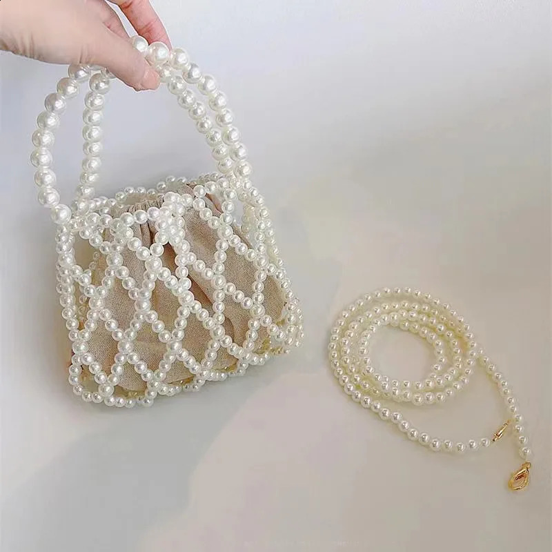 Mini Pearl Messenger Bag Womens Summer Pearl Bag Handmade Beaded Bag Pearl Phone Bag 241105