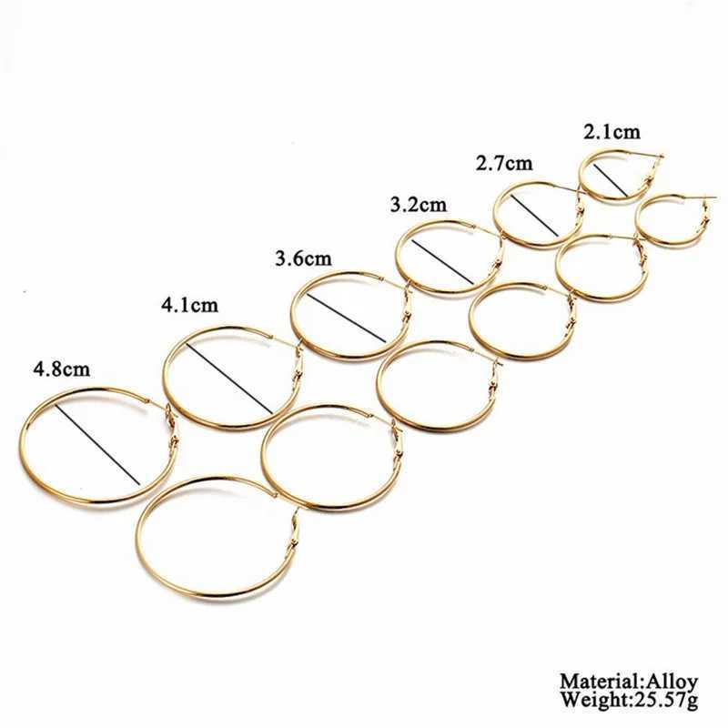 6 pairs/set of Korean earrings set Oversi large round earrings fashion jewelry suitable for warm girls steampunk ear clips Brincos X241106