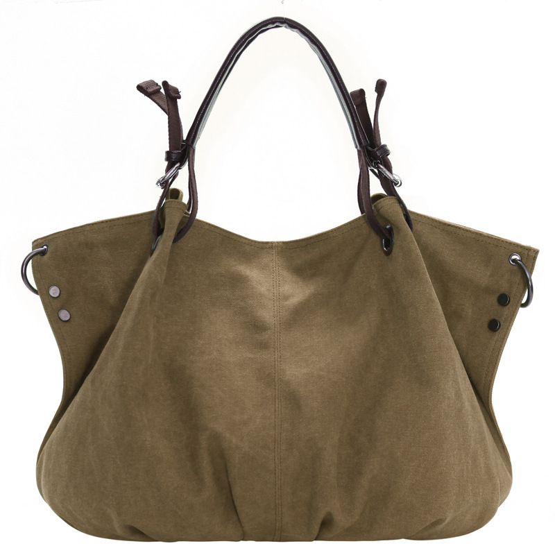 Canvas Fashionable And Versatile, Korean Version New Product, Women's Large Bag, Handheld Crossbody, One Shoulder
