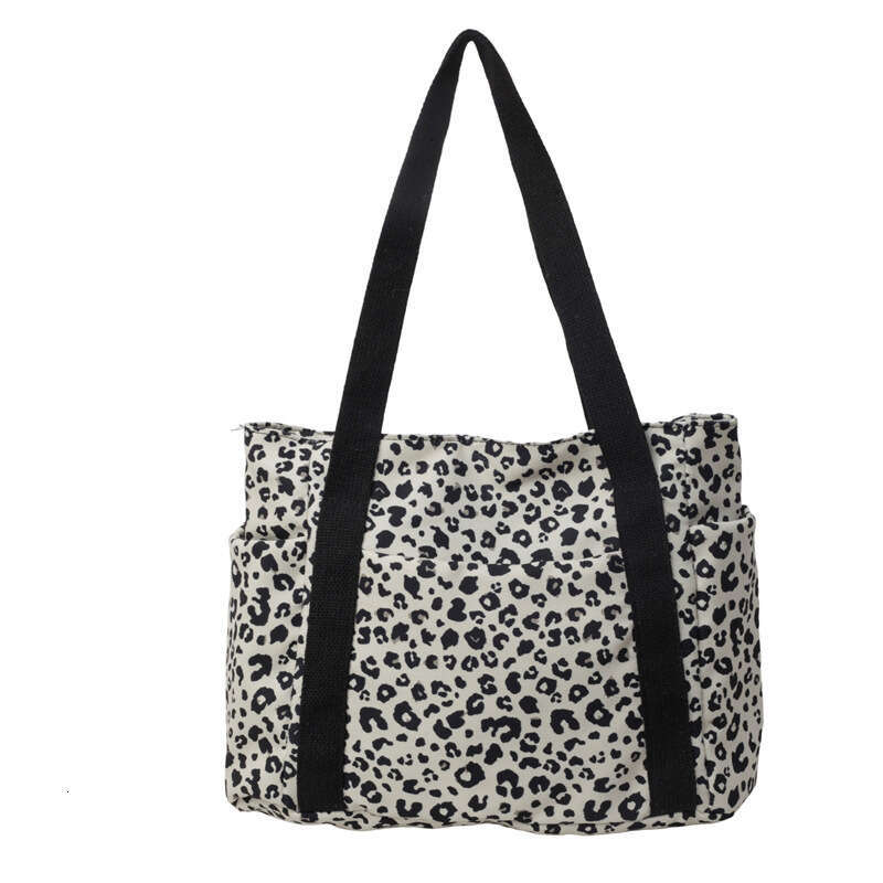 Designer Bag Leopard Canvas Bag Large Capacity Fashion Tote Bags Casual Women's Shoulder Handbag College Commuter Beach Travel Bag Bolsa 2024