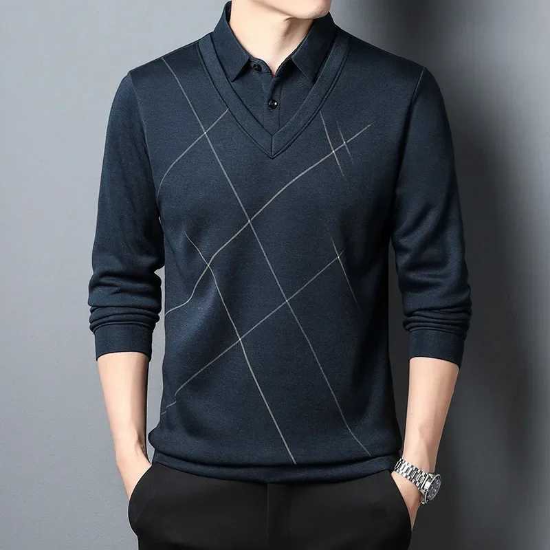 2024 New Warm Mens Shirt Long Sve Thick Autumn and Winter Clothing Loose Fit Mens Shirt Korean Top W241106