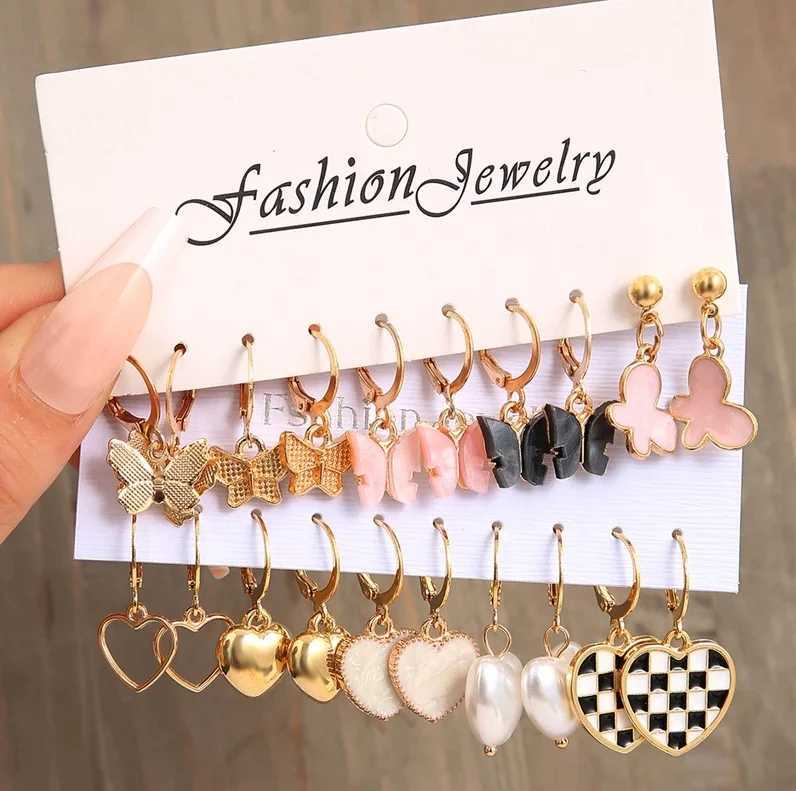 Bohemian earring set suitable for metal gold hollow pendant earrings girls parties fashionable jewelry gifts 2023 new X241106
