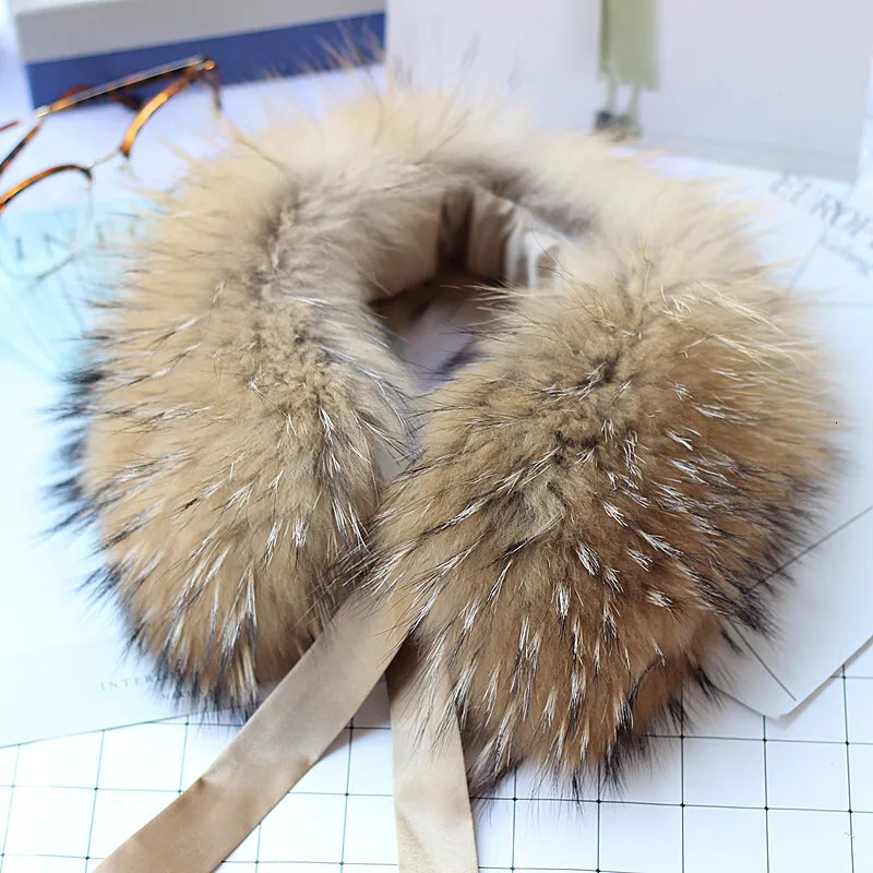 Raccoon fur collar womens winter coat hood decoration fur collar fashionable warm coat shawl natural raccoon fur scarf collar warm 241106