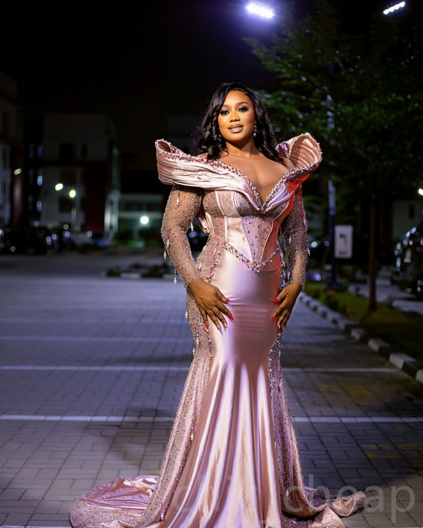 2024 Plus Size Pink Mermaid Prom Dresses For Special Occasions Satin Beaded Sequined Evening Party Birthday Gowns Dress For Women Vestidos de novia