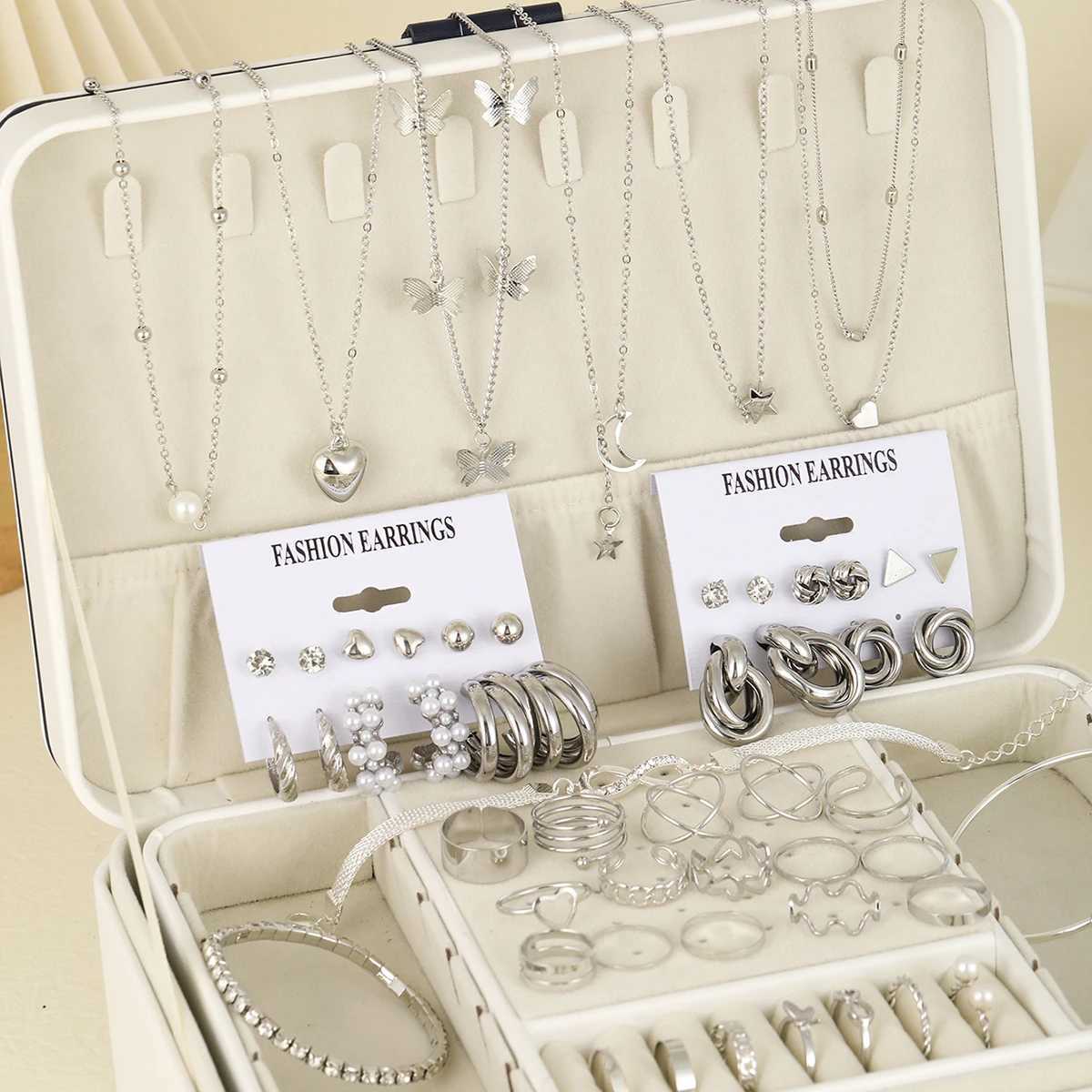 53 Bohemian vintage jewelry sets designed for elegant silver zircon pearls Geerling earrings necklaces bracelets and everyday wear X241106