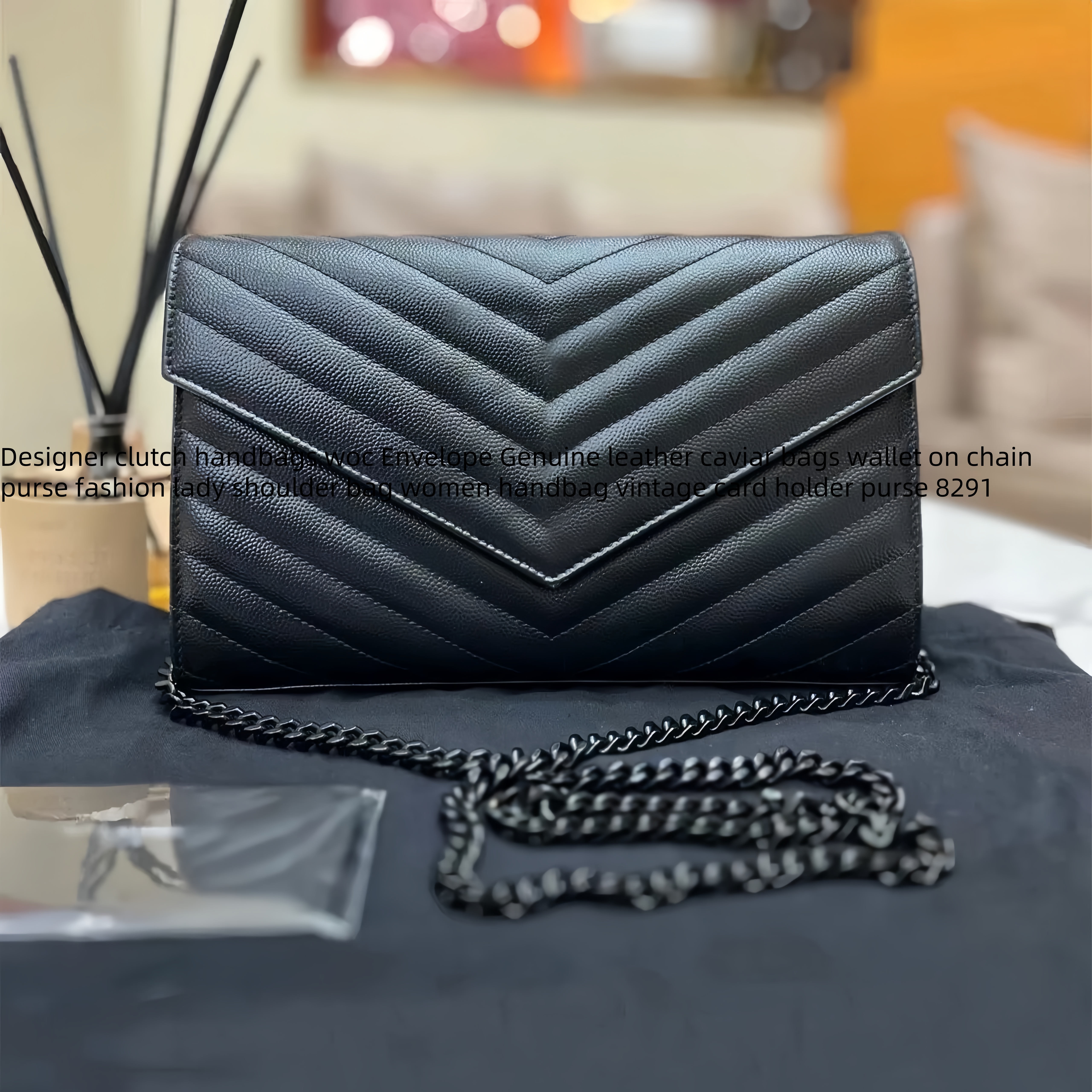 Designer clutch handbags woc Envelope Genuine leather caviar bags wallet on chain purse fashion lady shoulder bag women handbag vintage card holder Evening Bags