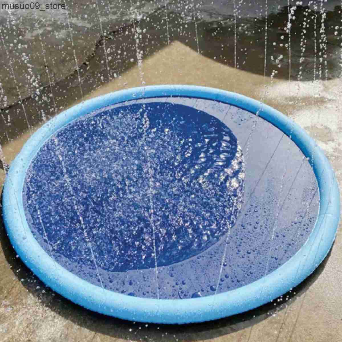 kennels pens 100/150/200cm Summer Pet Swimming Pool Inflatable Water Slide Pad Game Cooling Pad Outdoor Interactive Fountain Toy L240910