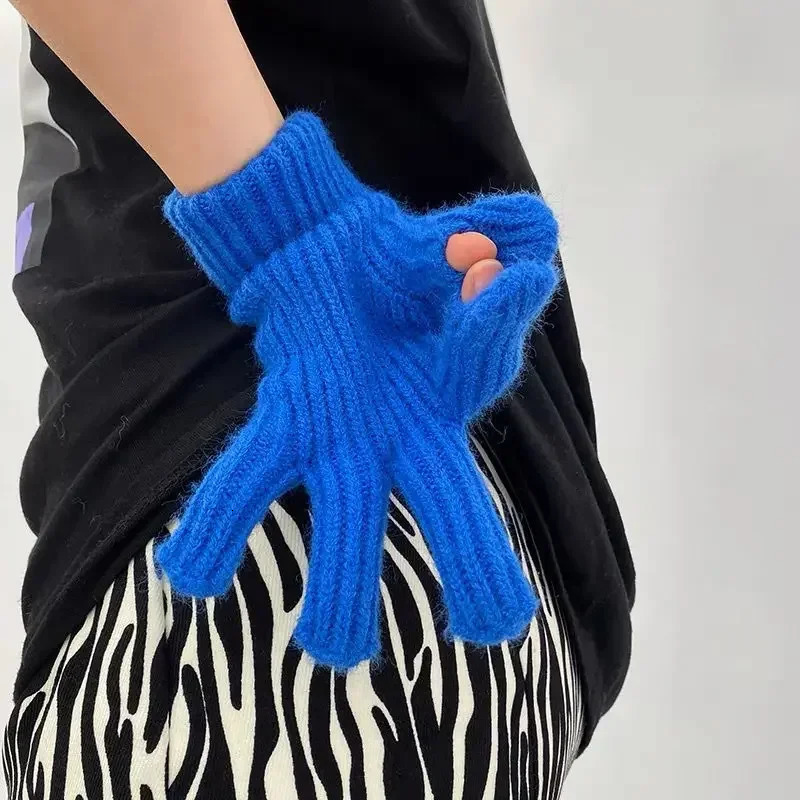 touch screen gloves suitable for women winter thick warm knit elastic gloves all finger outdoor skiing gloves 241106