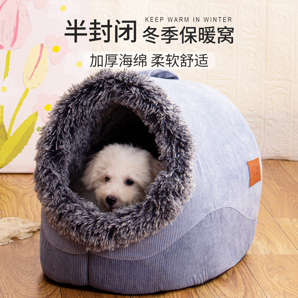 Dog's Nest, Cat's Nest, Comfortable Dog Bed Autumn And Winter Striped Long Hair Handheld Nest, Warm And Thick Pet Nest, Anti Scratch Pet Nes