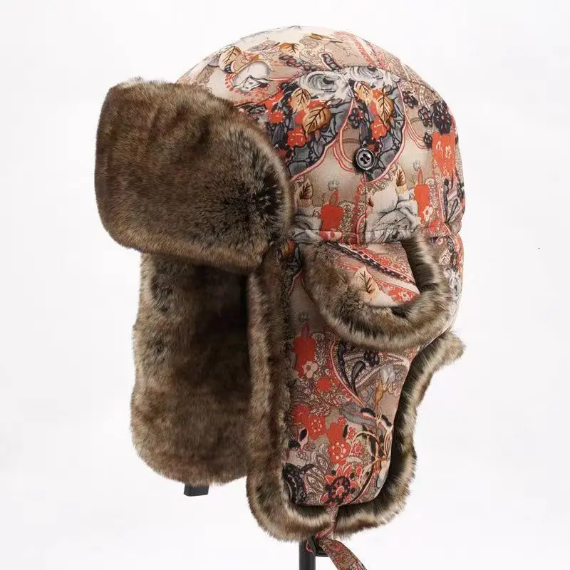 Winter bomber hat mens womens faux fur Russian earmuffs Ushanka trap hat 241106