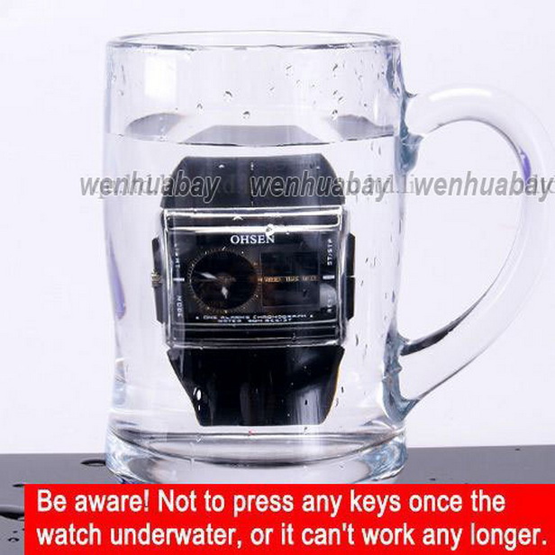 Luminous waterproof student watch alarm clock function quartz titanium alloy case crystal mirror silicone strap thickness 10 mm diameter 37 mm warrant