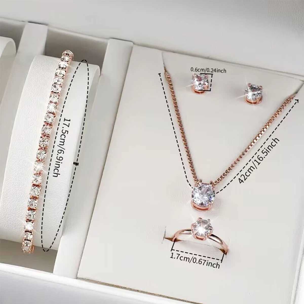 6-piece/set Wens Fashion Watch Luxury Synthetic Diamond Set Stainless Steel Quartz Watch Bracelet Ring Earring Set X241106