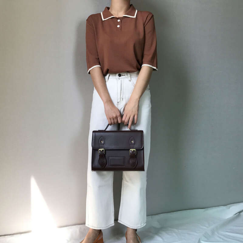 Designer Bag Korean Version Of Spring And Summer New Shoulder Crossbody Bag College Style Women's Bag Handbag Retro Oil Leather Women's Bag