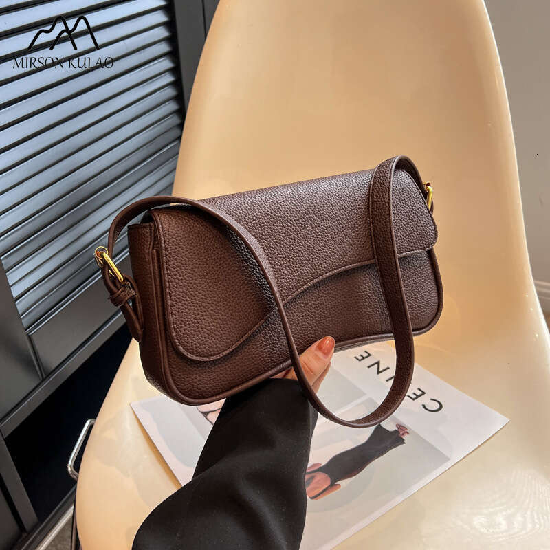 2024 The New Fashion Texture Lychee Grain Small Square Simple Commuting Everything Single Shoulder Crossbody Bag