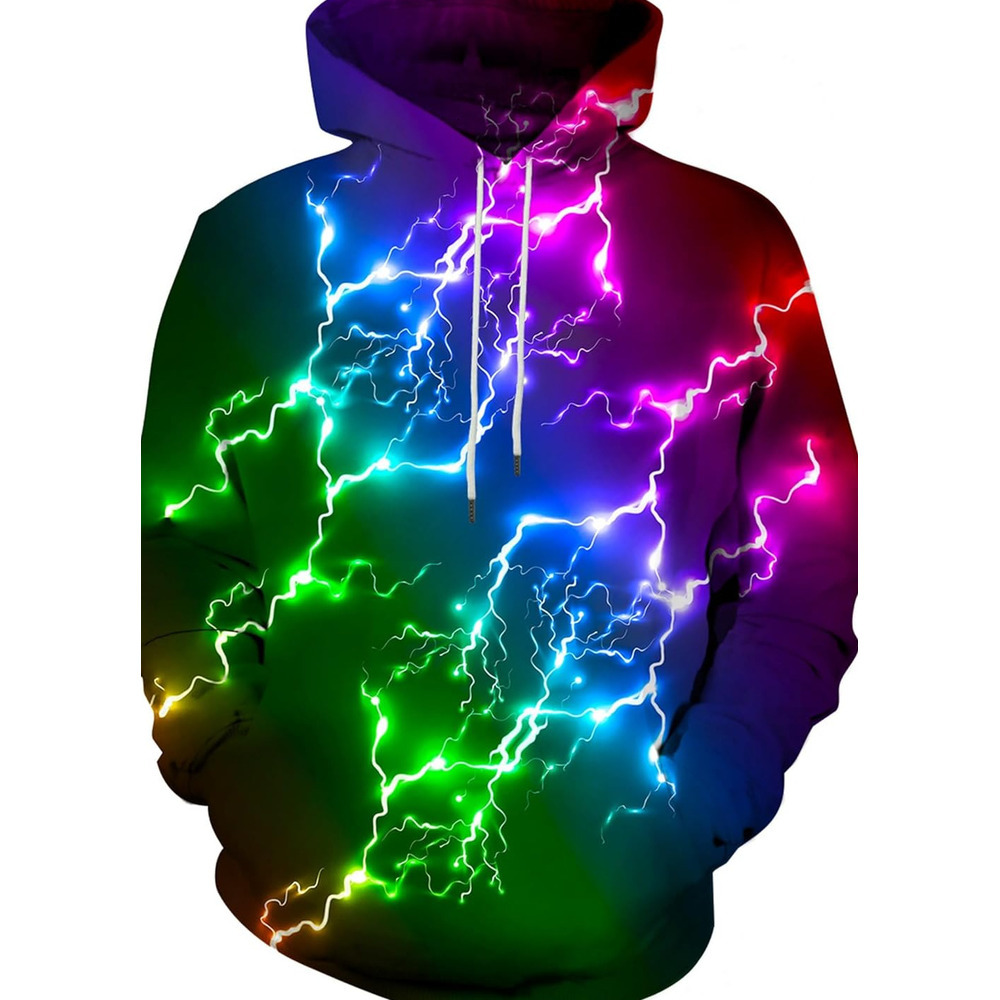 Hoodie for Mens Womens Unisex 3D Printed Sweatshirt for Men Women Graphic Hoodies sweatshirt Pullover Long Sleeve Color Lightning