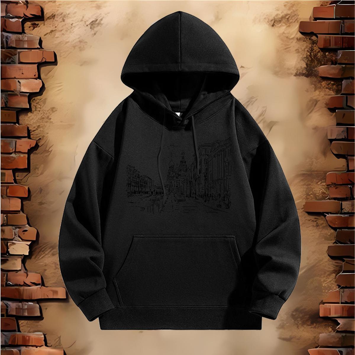 2024 New Mens Hoodie Warm Couples Hoodie DIY Logo Oversized Pullover Hoodie Hip Hop Breathable 350g Cotton