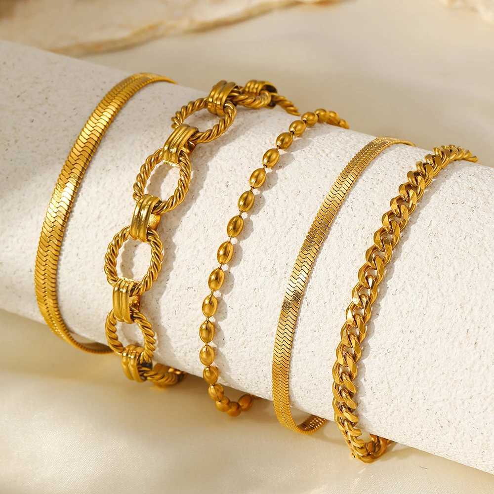 Stainless steel bracelet fashionable and gorgeous 5-piece bracelet set used for personal gift creativity in warm jewelry X241106
