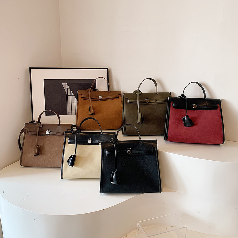 2025 Designer Suede Veet Kelly Women's Autumn/winter New Large Capacity Matte Texture Handheld Crossbody Bag