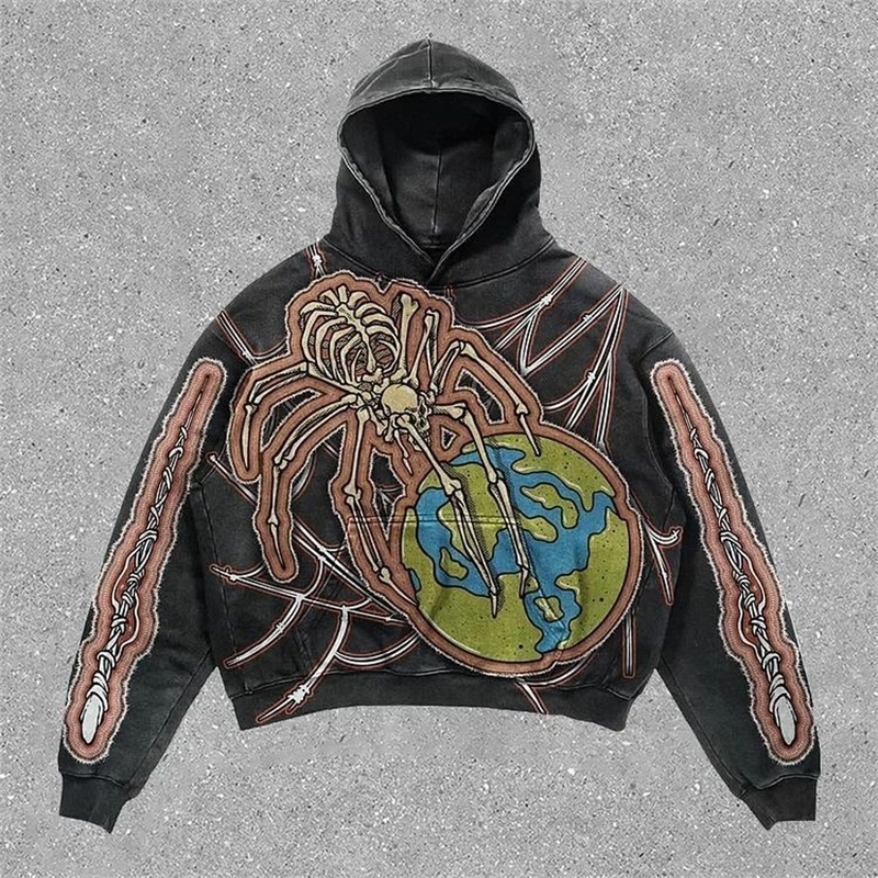 Harajuku Stylish Retro Angel Hoodie Oversized Streetwear Tops Sweatshirt Y2k Clothes Gothic Grunge Hoodies Women Men Clothing 241105
