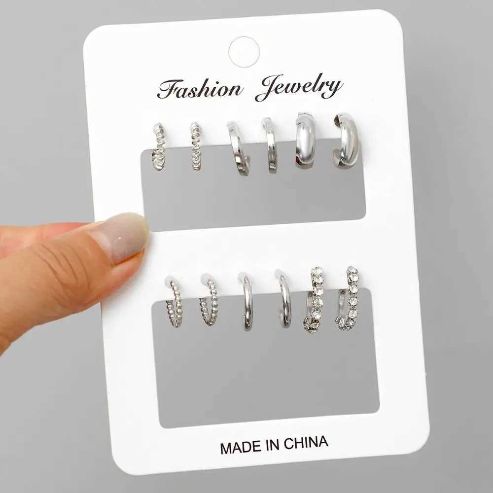 Golden retro round hoop earrings suitable for girls simple and fashionable Geely drip earring set new trend jewelry party gift X241106