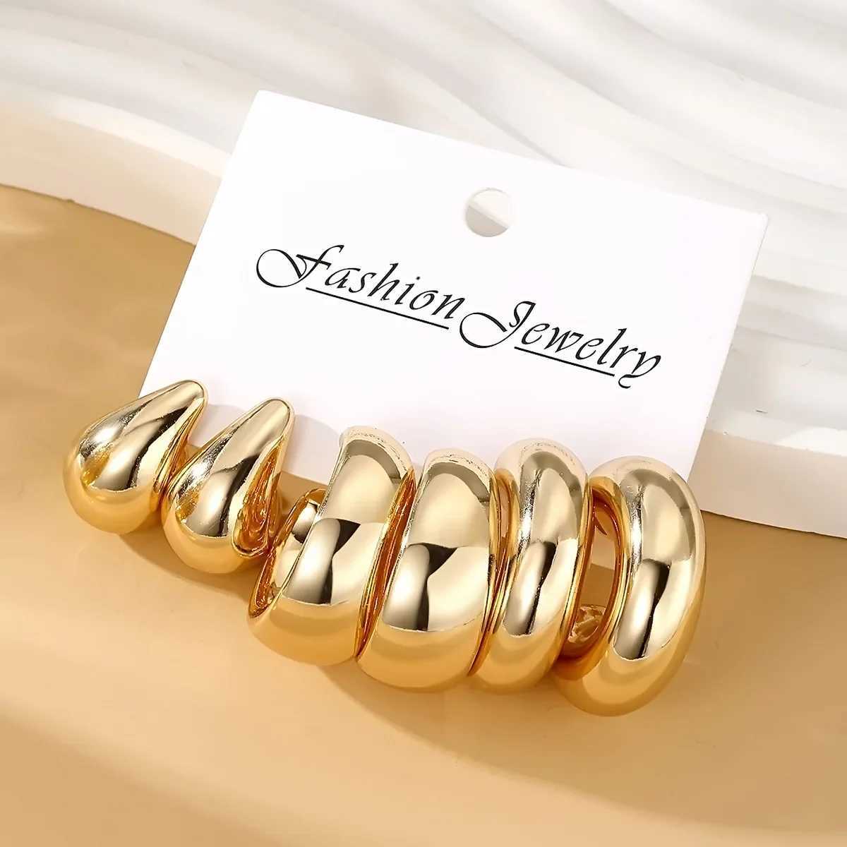 Bohe Retro Smooth Waterdrop Earring Set Wen Geely Gold Round Earrings Party Jewelry X241106