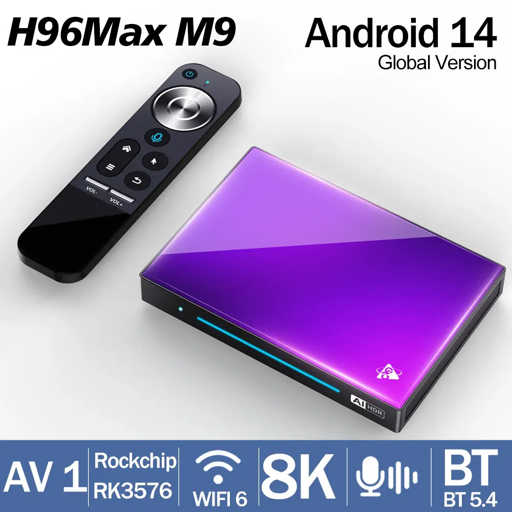 H96 MAX M9 Android 14 TV BOX NPU 6TOPS Rockchip RK3576 8-Core 2.4G 5G Wifi6 BT5.4 1000M LAN 8K 4K 120fps DDR4 4GB 32GB 8GB 128GB