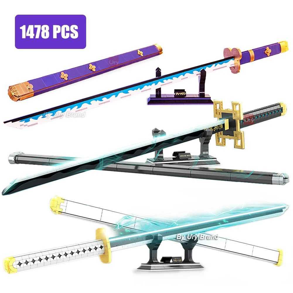 Blocks Japanese anime ninja warrior sword Katana glowing butterfly Nichirin knife Ananta MOC weapon block toy set adult boy giftY241106XS9W
